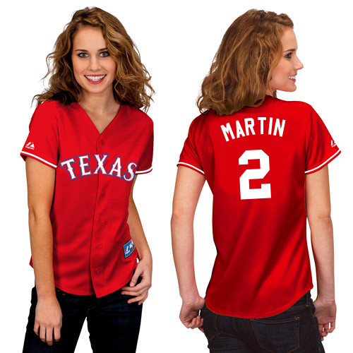 Leonys Martin #2 mlb Jersey-Texas Rangers Women's Authentic 2014 Alternate 1 Red Cool Base Baseball Jersey